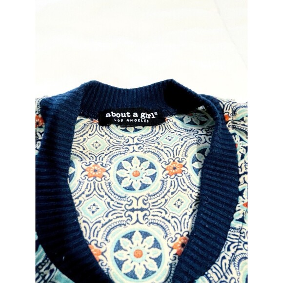 Blouse About a Girl Medium Women Floral Zip Up Blue See Through - Picture 3 of 4